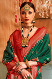 Art Silk Fabric Bewitching Patola Printed Saree In Green Color - women's fashion mart