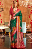Art Silk Fabric Bewitching Patola Printed Saree In Green Color - women's fashion mart