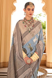 Art Silk Fabric Sky Blue Color Riveting Digital Printed Saree - women's fashion mart