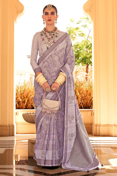 Beguiling Lavender Color Art Silk Fabric Digital Printed Saree - women's fashion mart
