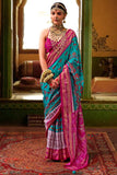 Art Silk Fabric Captivating Cyan Color Printed Saree - women's fashion mart