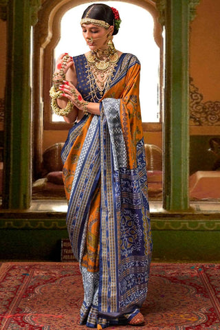 Mustard Color Art Silk Fabric Glamorous Look Printed Saree - women's fashion mart