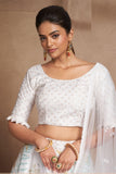 Attractive Sangeet Wear White Color Sequins Work Organza Lehenga Choli - women's fashion mart