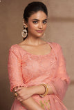 Blazing Peach Color Sangeet Wear Sequins Work Organza Lehenga Choli - women's fashion mart