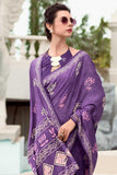 Trendy Art Silk Fabric Purple Color Saree In Casual Wear - women's fashion mart