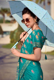 Amazing Teal Color Art Silk Fabric Saree In Casual Wear - women's fashion mart