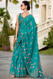 Amazing Teal Color Art Silk Fabric Saree In Casual Wear - women's fashion mart