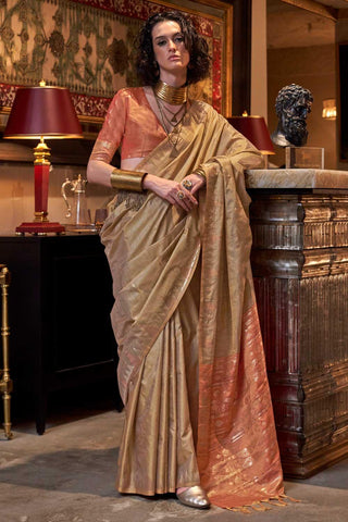 Brown Color Glorious Handloom Weaving Silk Saree - women's fashion mart