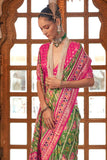 Art Silk Sea Green Color Delicate Patola Printed Saree - women's fashion mart