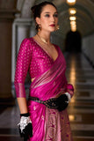Magenta Color Satin Silk Saree with Vibrant Weaving Designs - women's fashion mart