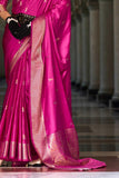 Magenta Color Satin Silk Saree with Vibrant Weaving Designs - women's fashion mart