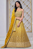 Chinnon Sangeet Wear Lehenga Choli In Yellow Color - women's fashion mart
