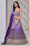 Elegance Dark Purple Chinon Sangeet Wear Lehenga Choli - women's fashion mart