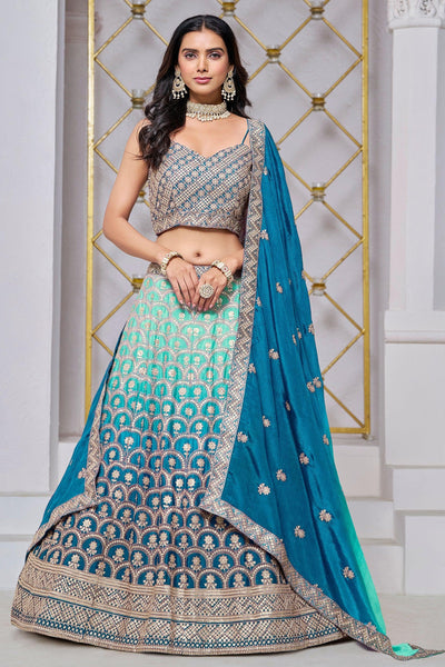 Gleaming Teal Designer Lehenga Choli - women's fashion mart