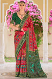 Attractive Art Silk Printed Saree In Red Color - women's fashion mart