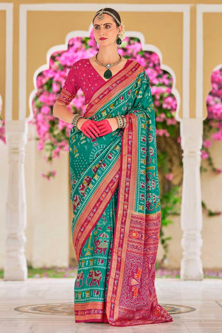 Alluring Green Color Art Silk Printed Saree - women's fashion mart