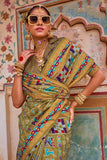 Soothing Art Silk Printed Saree In Mustard Color - women's fashion mart