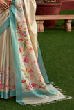 Beige Color Sober Floral Printed Saree In Art Silk Fabric - women's fashion mart