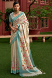 Beige Color Sober Floral Printed Saree In Art Silk Fabric - women's fashion mart