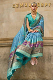 Sky Blue Color Viscose Fabric Beatific Printed Saree - women's fashion mart