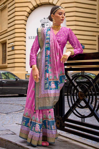 Trendy Viscose Fabric Pink Color Printed Saree - women's fashion mart