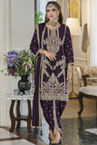 Stunning Purple Color Chinon Fabric Readymade Panjabi Style Salwar Suit.
