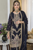 Radiant Navy Blue Color Chinon Fabric Readymade Panjabi Style Salwar Suit.