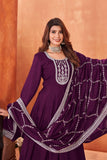 Art Silk Fabric Purple Color Excellent Function Wear Anarkali Suit.