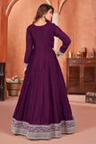 Art Silk Fabric Purple Color Excellent Function Wear Anarkali Suit.
