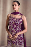 Diksha Singh Georgette Fabric Purple Color Function Wear Winsome Palazzo Suit.