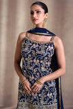 Diksha Singh Blue Color Georgette Fabric Function Wear Tempting Palazzo Suit.