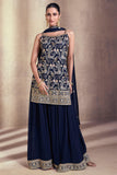 Diksha Singh Blue Color Georgette Fabric Function Wear Tempting Palazzo Suit.