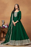 Art Silk Fabric Green Color Function Wear Elegant Anarkali Suit - women's fashion mart