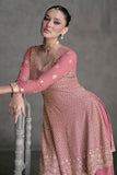 Engaging Pink Color Georgette Fabric Embroidered Palazzo Suit - women's fashion mart