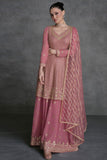 Engaging Pink Color Georgette Fabric Embroidered Palazzo Suit - women's fashion mart