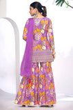 Excellent Chinon Fabric Purple Color Sharara Suit With Printed Work - women's fashion mart
