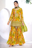 Green Color Printed Work On Chinon Fabric Beatific Sharara Suit - women's fashion mart
