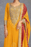 Yellow Color Printed Elegant Chinon Palazzo Suit - women's fashion mart