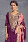 Printed Wine Color Fabulous Chinon Palazzo Suit - women's fashion mart