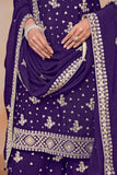 Classic Purple Color Festive Wear Palazzo Suit In Chinon Fabric - women's fashion mart
