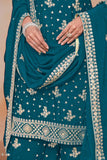 Chinon Teal Color Festive Wear Trendy Palazzo Suit - women's fashion mart