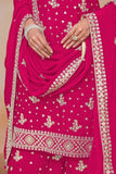 Creative Festive Wear Chinon Palazzo Suit In Rani Color - women's fashion mart