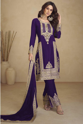 Beatific Georgette Salwar Suit In Purple Color - women's fashion mart