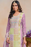 Dazzling Organza Fabric Lavender Color Salwar Suit - women's fashion mart