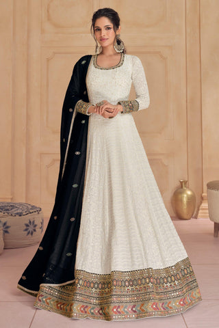 Georgette Fabric Fancy Embroidered Readymade Anarkali Gown - women's fashion mart