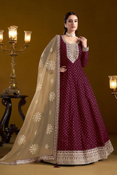 Maroon Color Anarkali Salwar Suit - women's fashion mart