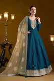 Teal Color Party Style Anarkali Salwar Suit - women's fashion mart