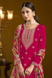 Creative Function Wear Chinon Fabric Sharara Suit In Rani Color - women's fashion mart