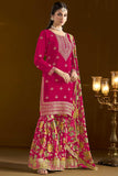 Creative Function Wear Chinon Fabric Sharara Suit In Rani Color - women's fashion mart