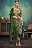 Tempting Fancy Fabric Olive Color Function Wear Salwar Suit - women's fashion mart